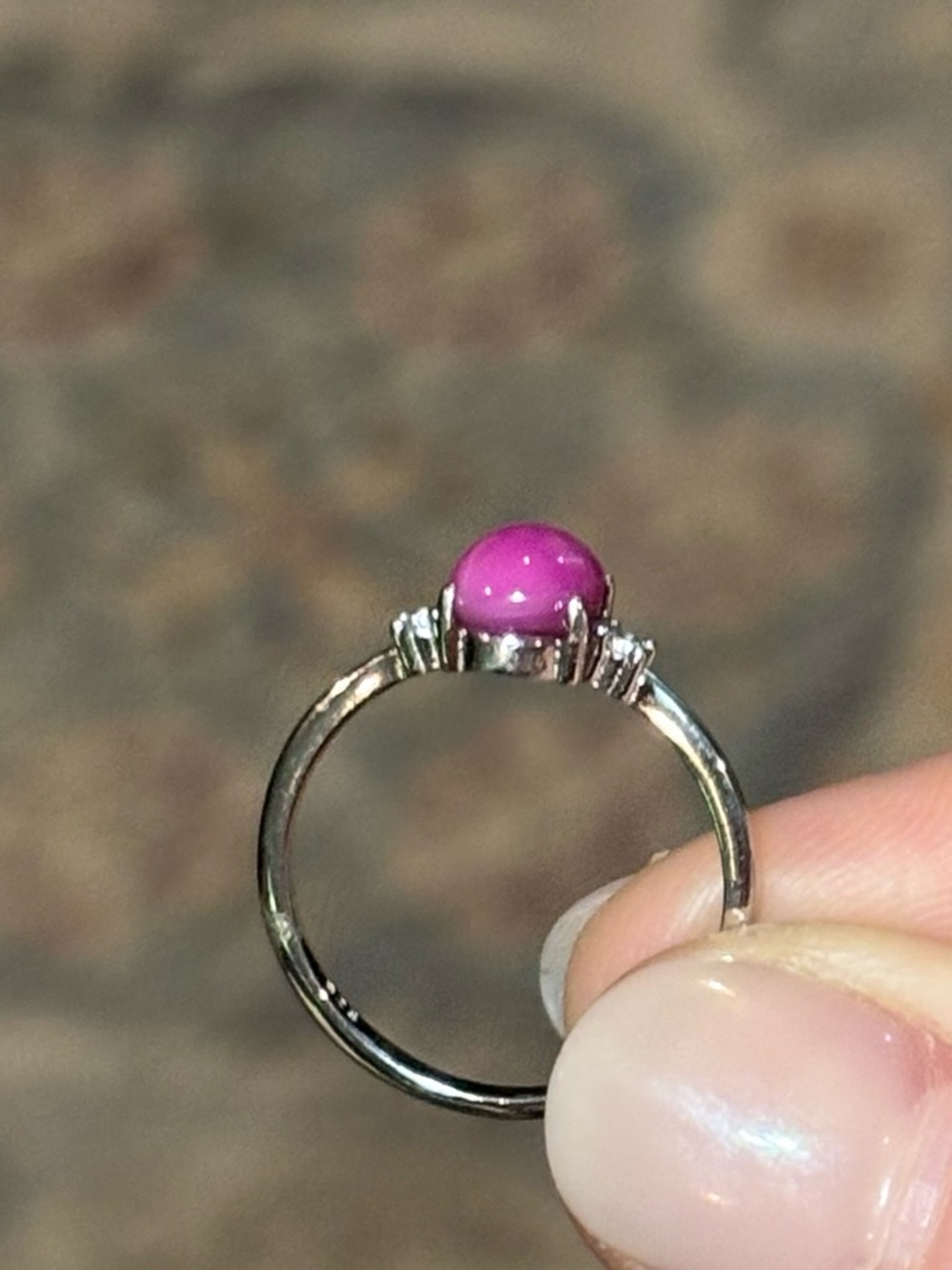 Stunning Linde Ruby Star Sapphire 8x6mm w/ zircon in 925 Sterling Silver Ring 8 - Picture 3 of 10